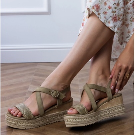 Zelený espadrilles na klínu zelená 2