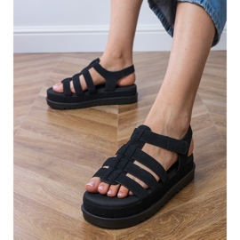 Černé sandály gladiátoru na platformě černý 2