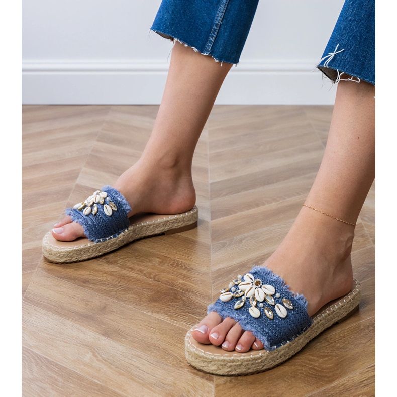 Blue espadrille žabky se skořápkami modrý 1