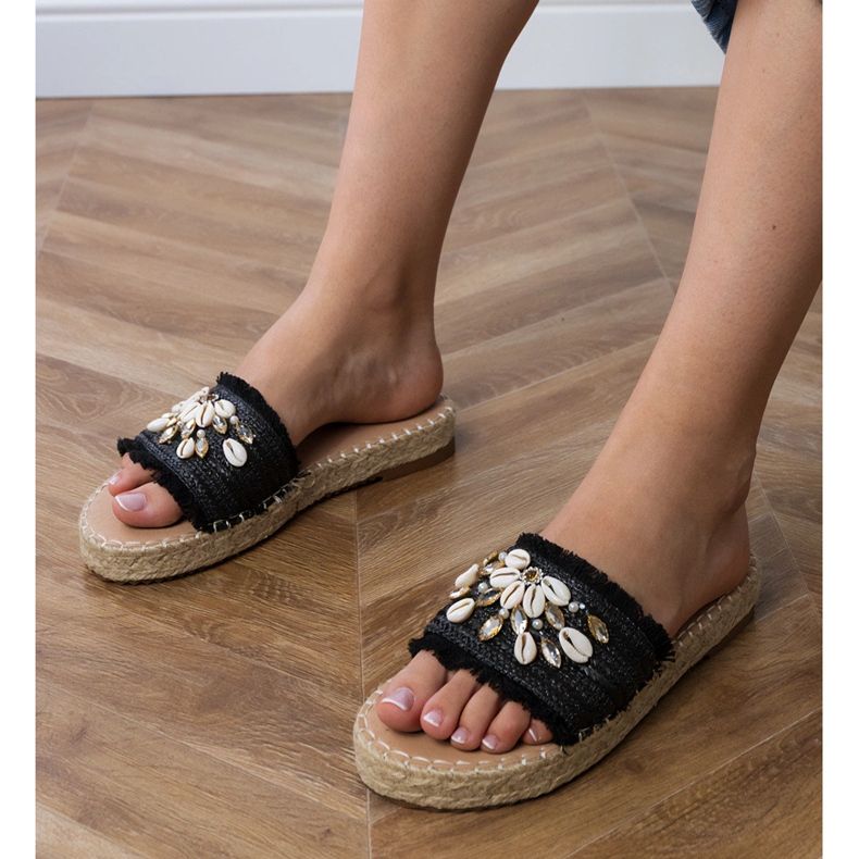 Black Espadrille žabky se skořápkami černý 1