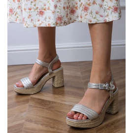 Silver espadrilles sandály na příspěvku stříbro 1