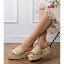 Zlaté pantofle espadrilles na platformě zlatý 2