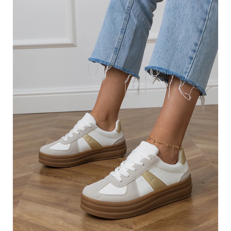 Dámské bílé tenisky na platformě bílý 1