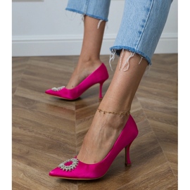 Růžová saténová čerpadla se zirkony růžový 2