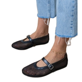 Baleríny s černým pletivem s přezkou černá 2 Baleríny s černým pletivem s přezkou černá 2