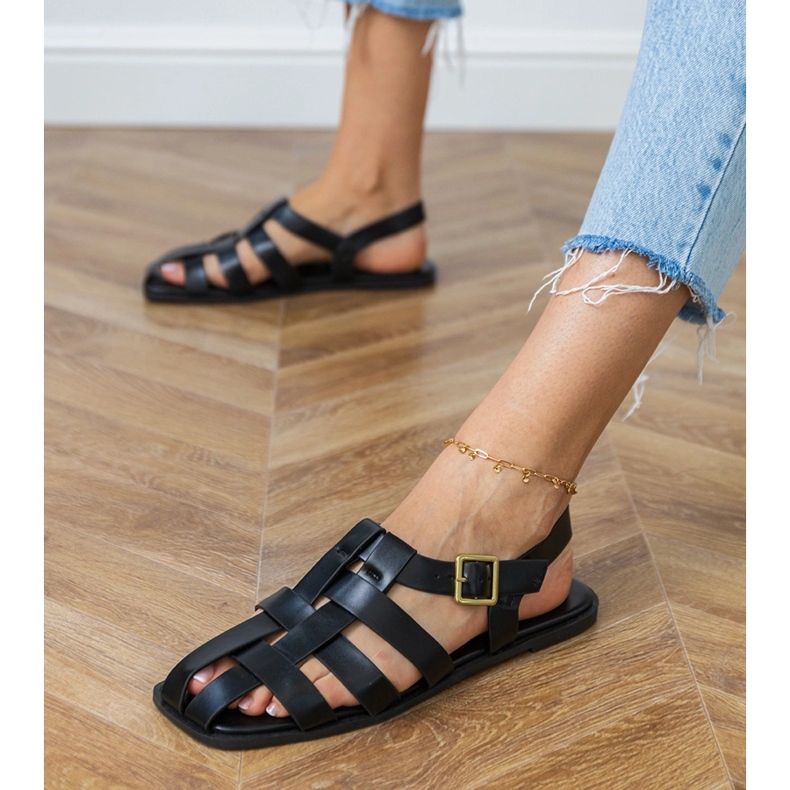Black Sandals Gladiator postavil černý 2