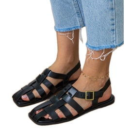 Black Sandals Gladiator postavil černá 4