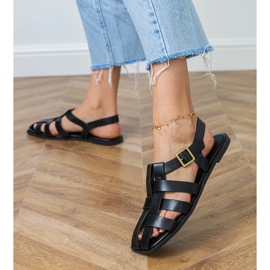 Black Sandals Gladiator postavil černá 5