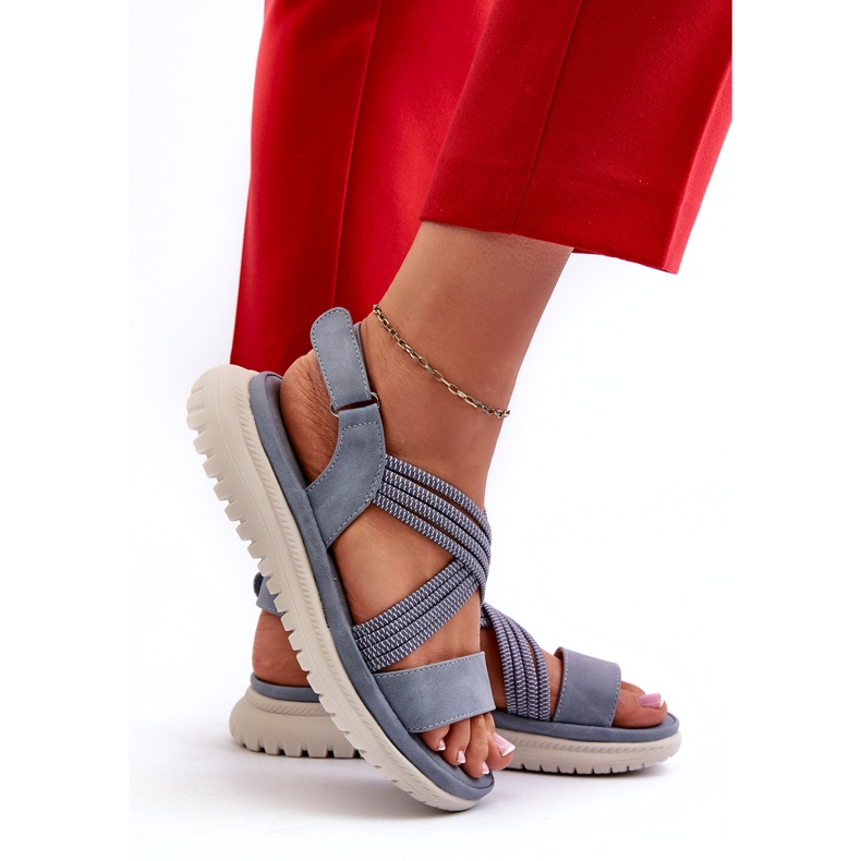 Evento Lehké, pohodlné dámské sandály na suchý zip, modrá, Ceclea modrý 3