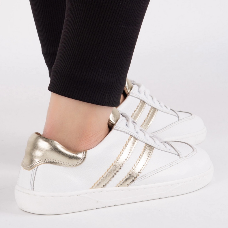 Tenisky naboso ženské kaia olivier - bílá kožená bota bílý 1