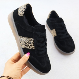 Dámské kožené sporty s leopardem. Filippo DP6770 černý 1