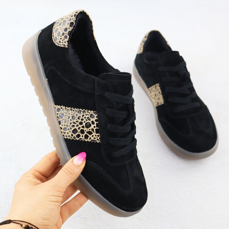 Dámské kožené sporty s leopardem. Filippo DP6770 černý 1