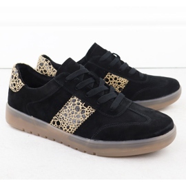 Dámské kožené sporty s leopardem. Filippo DP6770 černý 2