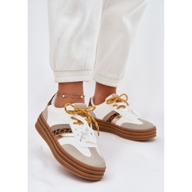 Dámské tenisky na platformě s dvojitým šněrovacím bílým leopardem 2