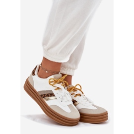 Dámské tenisky na platformě s dvojitým šněrovacím bílým leopardem 1