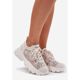 Dámské tenisky s horním béžovým svrškem háčkování 1 Dámské tenisky s horním béžovým svrškem háčkování 1