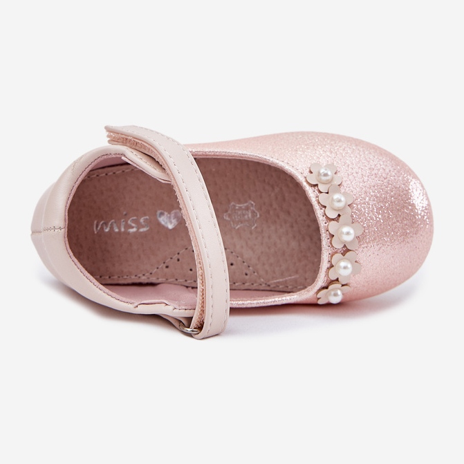 EVento Dětské baleríny na suchý zip s růžovými květy 1 EVento Dětské baleríny na suchý zip s růžovými květy 1