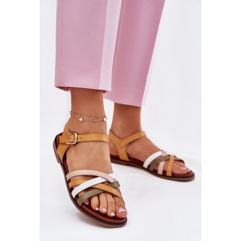 Dámské sandály s Sergio Leone SK090H Swinging Stripes Yellow žlutá 2