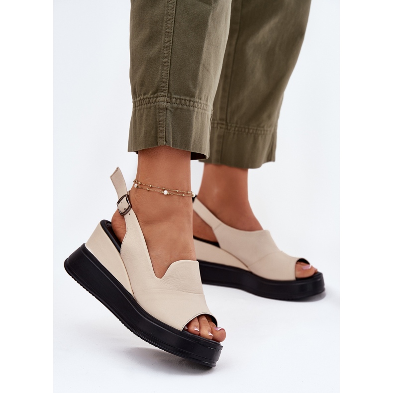 ARTIKER Dámské kožené sandály pro starověké artitekce 54C0401 Béžové béžový 2