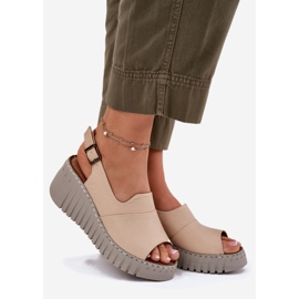 ARTIKER Dámské sandály vyrobené z přírodní kůže na Wedge Artker 56C0957 BEIGE béžový 1 ARTIKER Dámské sandály vyrobené z přírodní kůže na Wedge Artker 56C0957 BEIGE béžový 1