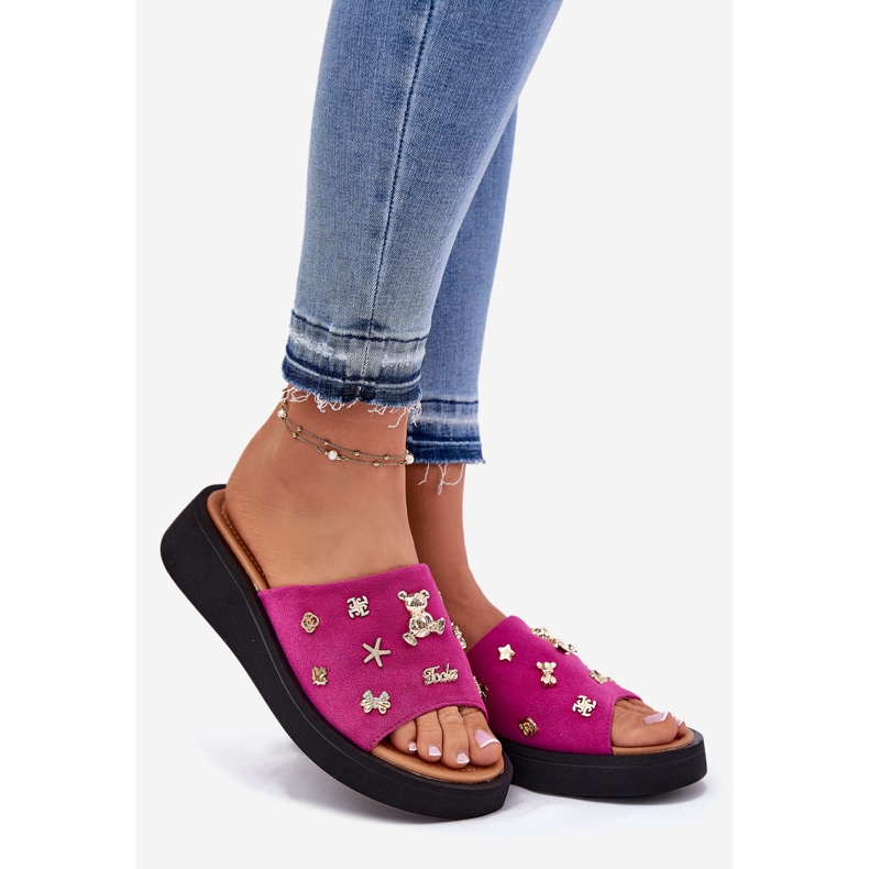 Dámské semišové žabky s Vinceza 66741 Fuksja růžový 1 Dámské semišové žabky s Vinceza 66741 Fuksja růžový 1