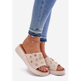 Dámské semišové žabky s Vinceza 66741 Beige béžový 1