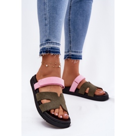Dámské žabky s Vinceza 17401 Pink-Pink Sumpcro zelený 2