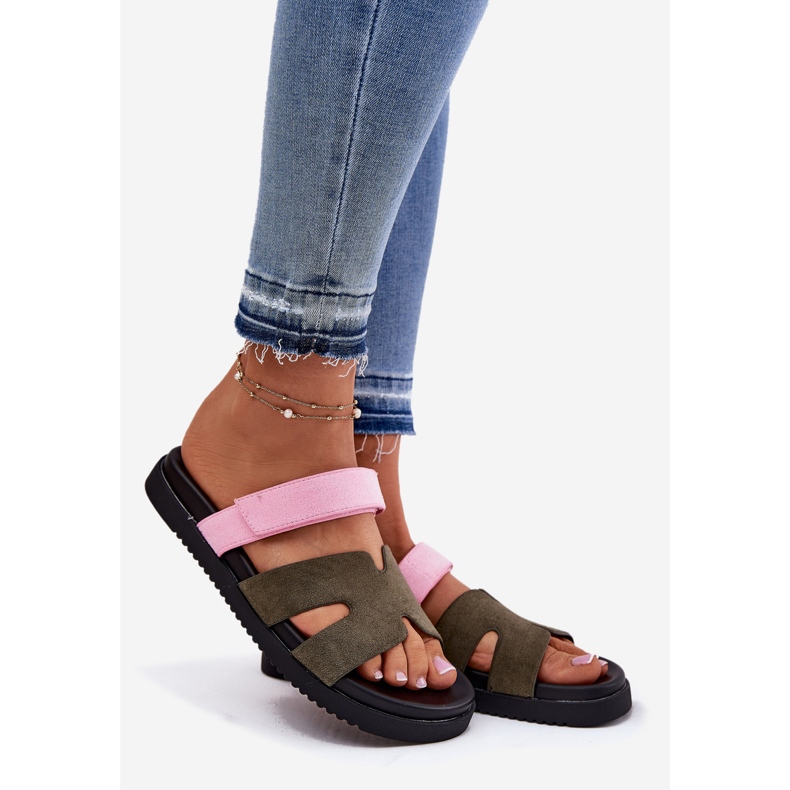 Dámské žabky s Vinceza 17401 Pink-Pink Sumpcro zelený 1