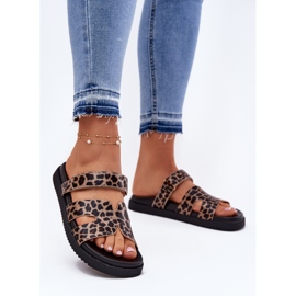 Dámské žabky s Vinceza 17401 Leopard na suchý zip hnědý 2