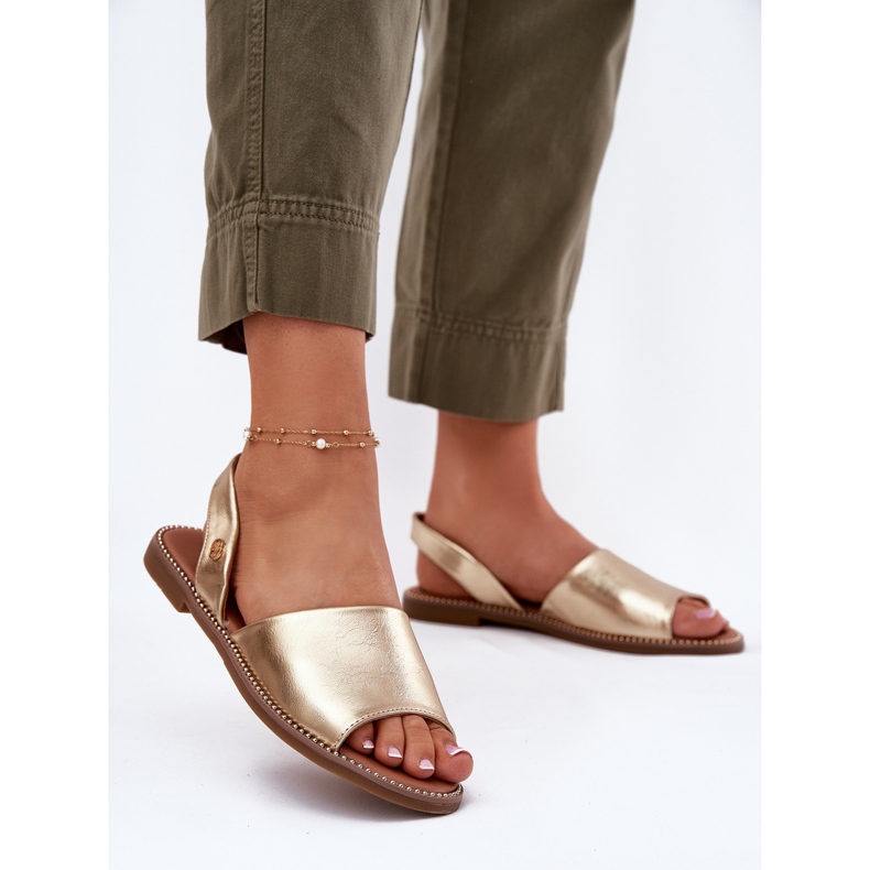 EVento Ploché dámské sandály s ekologickou kůží zlatý 2