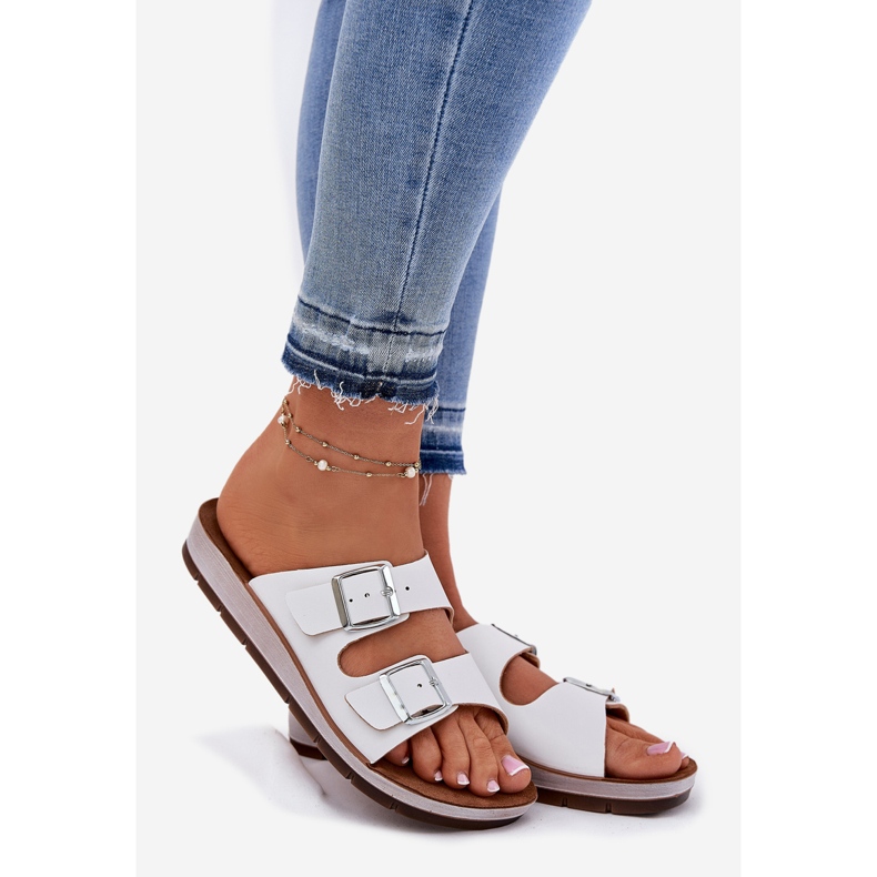 Dámské žabky s inblu sponou CP000042 WHITE bílý 1