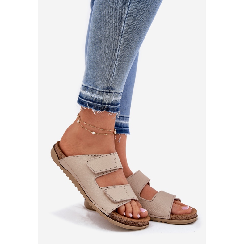 Dámské kožené pantofle inblu aa0005g béžové béžový 1