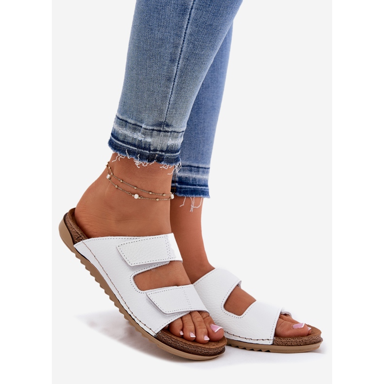 Dámské kožené pantofle inblu aa0005gu bílé bílý 1