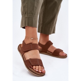 Dámské kožené sandály inblu aa0001Ki Camel hnědý 2