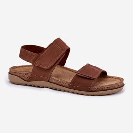 Dámské kožené sandály inblu aa0001Ki Camel hnědý 4