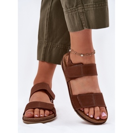 Dámské kožené sandály inblu aa0001Ki Camel hnědý 3
