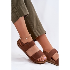 Dámské kožené sandály inblu aa0001Ki Camel hnědý 8