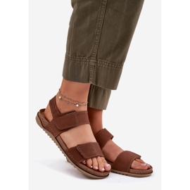 Dámské kožené sandály inblu aa0001Ki Camel hnědý 1