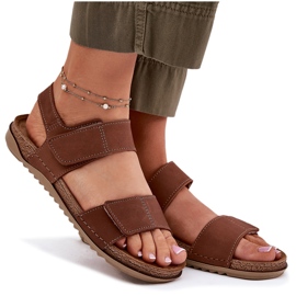 Dámské kožené sandály inblu aa0001Ki Camel hnědý 9