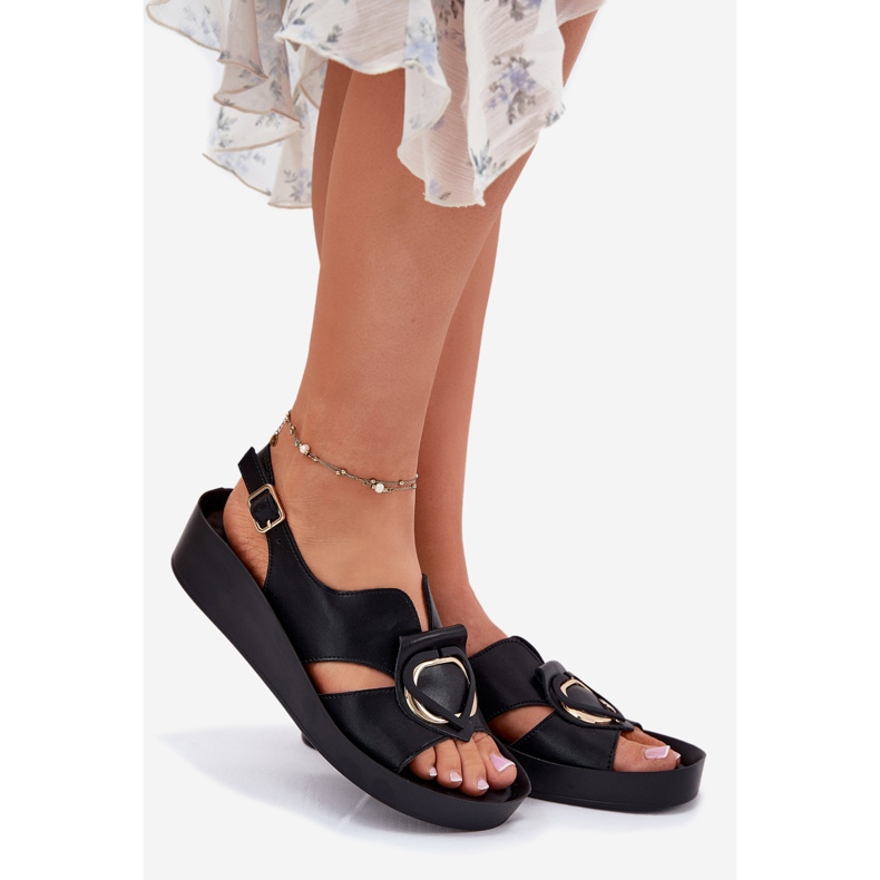 S.Barski Dámské kožené sandály na Wedge S. Barski KV51-031 Černá 1 S.Barski Dámské kožené sandály na Wedge S. Barski KV51-031 Černá 1