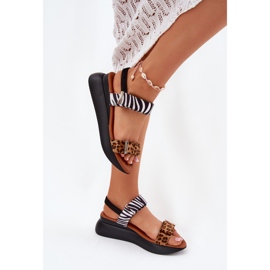 Dámské sandály pro klíny Leopard a Brown Zebra hnědý 3