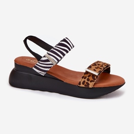 Dámské sandály pro klíny Leopard a Brown Zebra hnědý 4