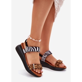 Dámské sandály pro klíny Leopard a Brown Zebra hnědý 1