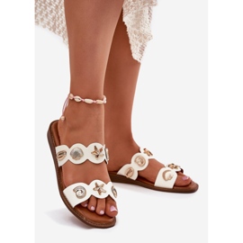 Dámské žabky se zlatými kolíky bílými 1 Dámské žabky se zlatými kolíky bílými 1