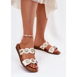 Dámské žabky se zlatými kolíky bílými 2 Dámské žabky se zlatými kolíky bílými 2