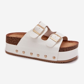 Dámské žabky s spony na masivní platformě bílé bílý 1 Dámské žabky s spony na masivní platformě bílé bílý 1