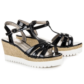 Kylie Lakované sandály na klínku černý 1