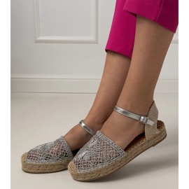 Stříbrné sandály Espadrilles stříbro 1
