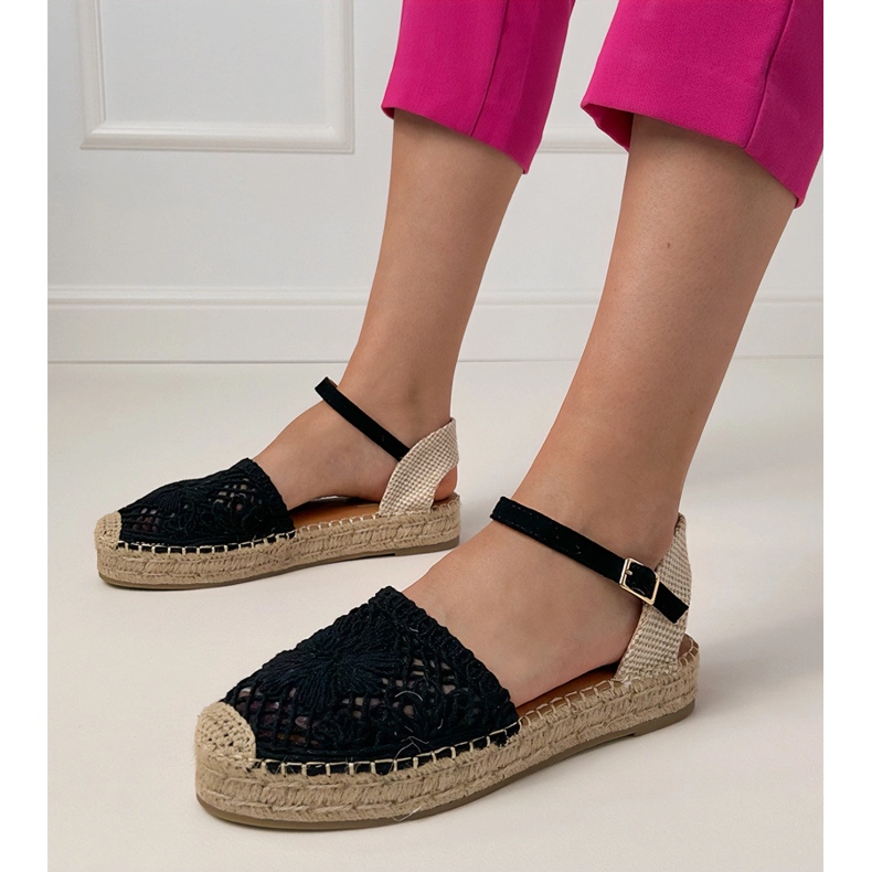 Black Espadrilles Openwork sandály černá 1