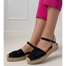 Black Espadrilles Openwork sandály černá 2